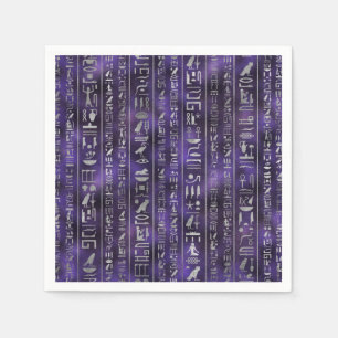 Silberägyptisches Hieroglyphemuster Serviette