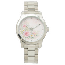 Silberarmbanduhr mit weichem Blumendesign – blos