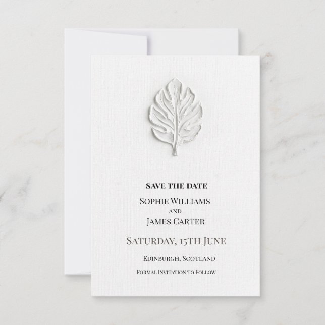 Silberblatt-Hochzeit Save The Date (Vorderseite)