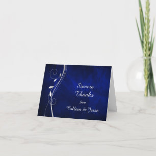 Silberblattwirbel Blaue Hochzeits-Dankeskarte Dankeskarte