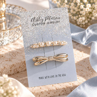 Silberblaue elegante Haarclip-Barrette-Auslage Visitenkarte