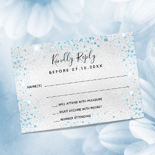 Silberblaue Geburtstagsparty UAWG RSVP Karte