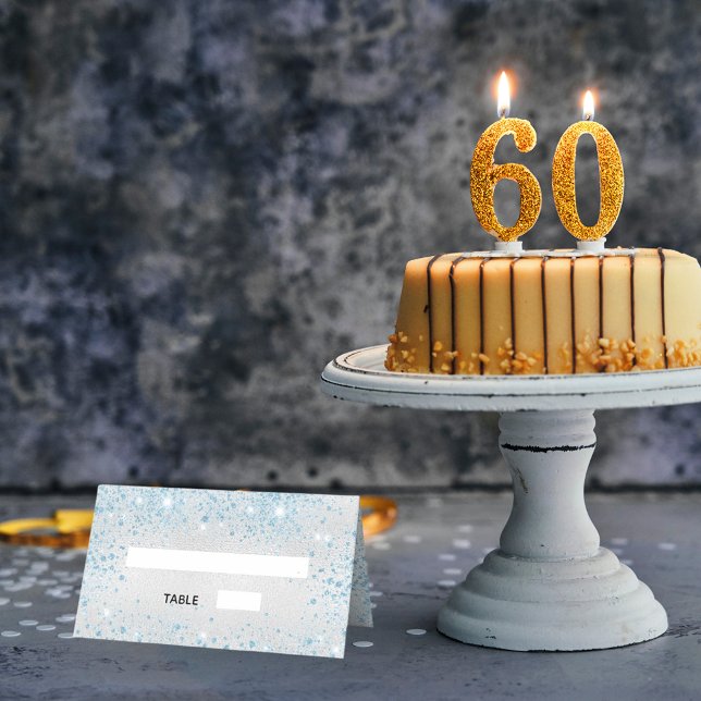 Silberblaue Glitzern Platzkarte (Von Creator hochgeladen)