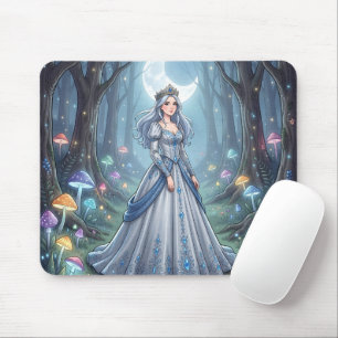 Silberblaue Prinzessin im Wald Mousepad