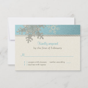 Silberblaue Schneeflocke Winterhochzeit Antwortkar RSVP Karte