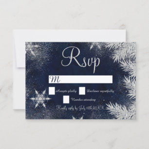 Silberblaue Schneeflocken-Hochzeit RSVP Winter Won Karte