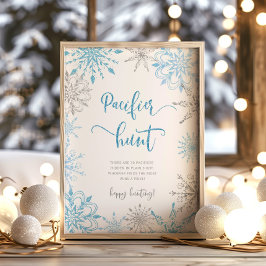 Silberblaue Schneeflocken Windelraffinerie Poster