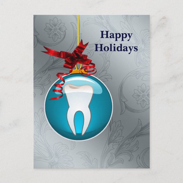 Silberblaue Zentist-Weihnachtskarten Feiertagspostkarte (Vorderseite)