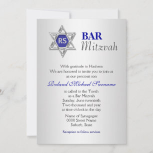 Silberblauer Bar mitzvah Einladung