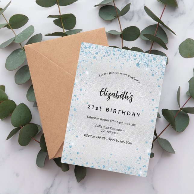 Silberblauer Glitzer Einladung (Von Creator hochgeladen)