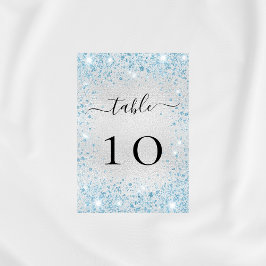 Silberblauer Glitzer Glitzern glamourös Tischnummer