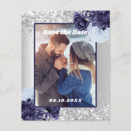 Silberblaues Foto Save the Date Hochzeit