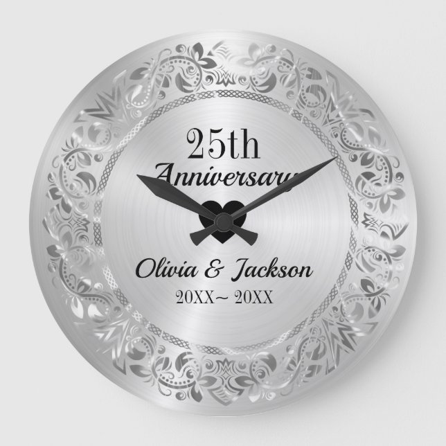 Silberblume Große Wanduhr (Vorderseite)