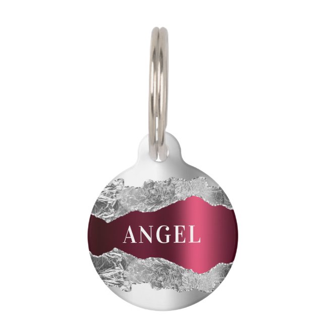 Silberbordeauxpas, Marmorname Haustiermarke (Vorderseite)