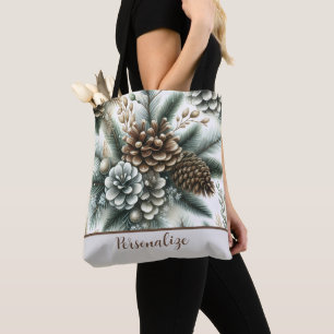 Silberbraune Kiefernzapfen Elegant Personalisiert