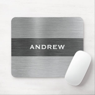 Silberbrushed Metal Metallic Monogram Name Mousepad