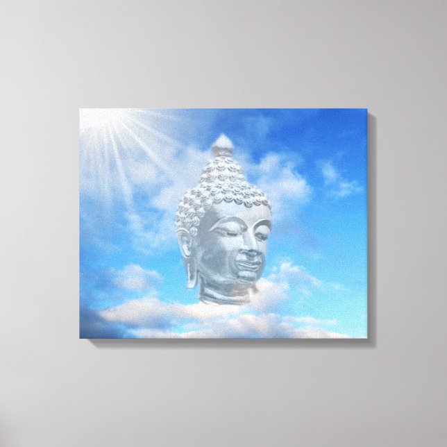 Silberbuddha am Himmel Leinwanddruck (Vorderseite)