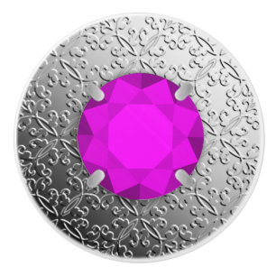 SilberDamast mit einem amethystischen Edelstein au Keramikknauf