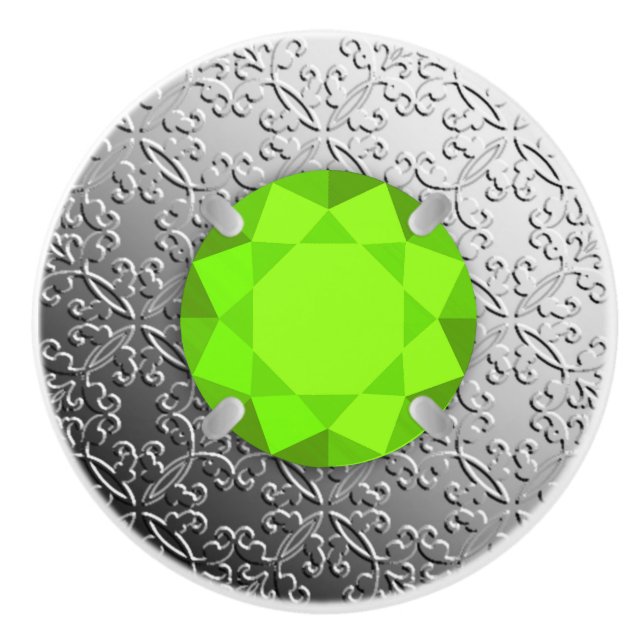SilberDamast mit einem Imitat-Peridot-Edelstein Keramikknauf (Vorderseite)