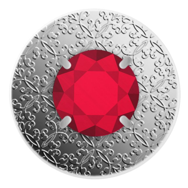 SilberDamast mit Imitat-Granatstein Keramikknauf (Vorderseite)