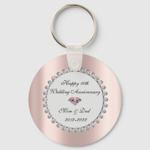 Silberdiamanten Roségold 10. Hochzeitstag Schlüsselanhänger