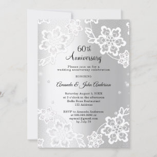 Silberdiamanten-Spitze zur 60. Hochzeitstag-Feier Einladung
