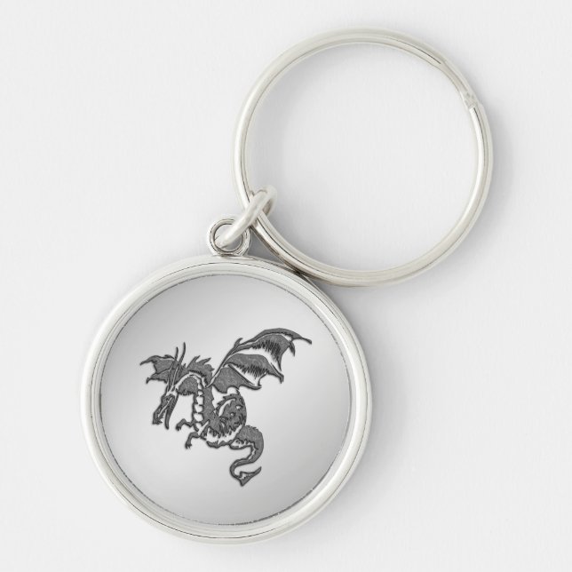 Silberdrache Schlüsselanhänger (Vorne)