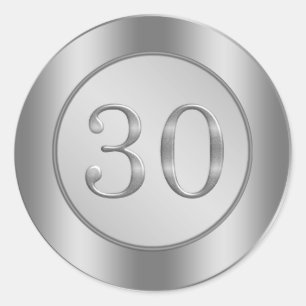 Silbereffekt 30. Hochzeitsticker Runder Aufkleber
