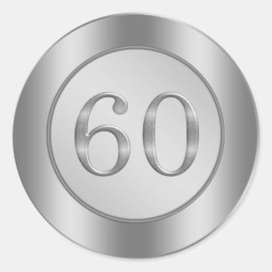 Silbereffekt 60. Hochzeitsticker Runder Aufkleber