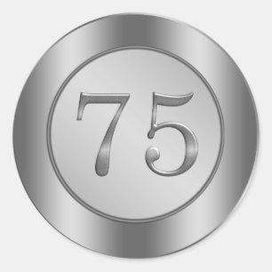 Silbereffekt 75. Hochzeitsticker Runder Aufkleber