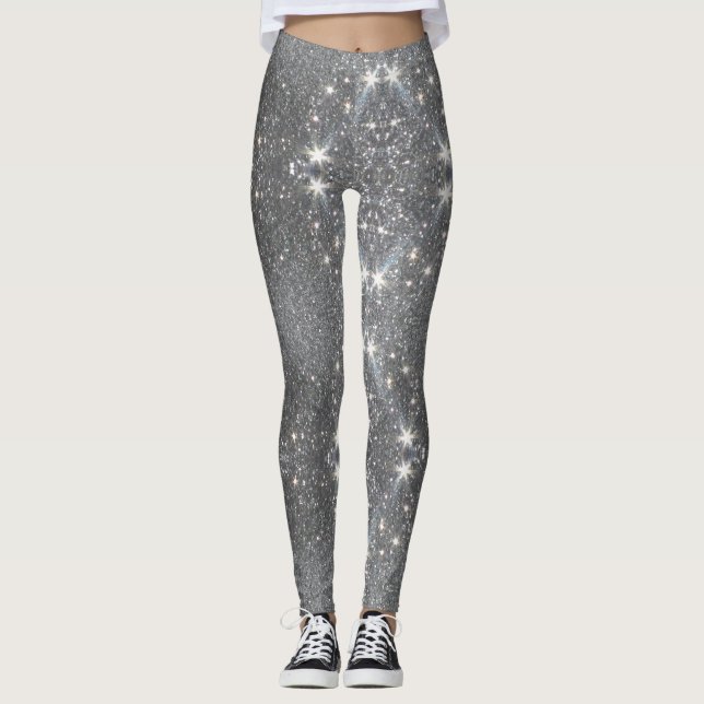 Silbereffekt Glitzer Dance Stretch Pants - Pant Leggings (Vorderseite)