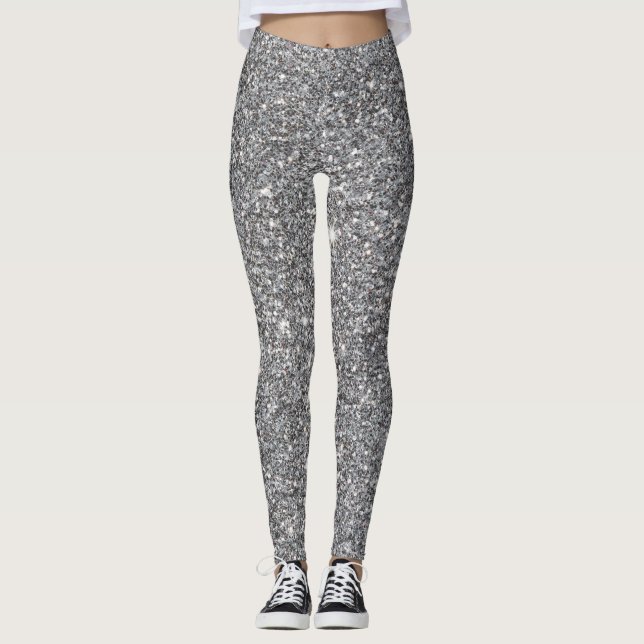 Silbereffekt Glitzer Leggings Frauen (Vorderseite)