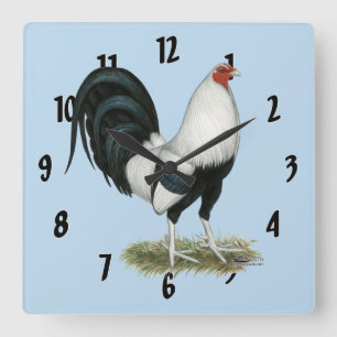 Silberenten-Spielhahn Quadratische Wanduhr