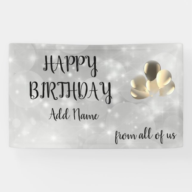 Silberes Funkelnd Design Happy Birthday Banner (Horizontal)