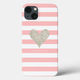 Silberes Glitzer Herz Case-Mate iPhone Hülle
