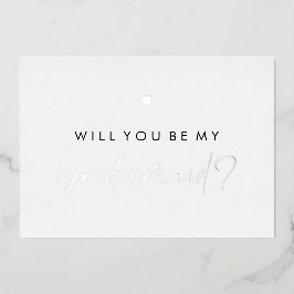 Silberes Herz wirst du meine Bridesmaid sein Folieneinladung