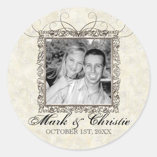 Silberes Zeitalter der Eleganz, Hochzeitsticker od Runder Aufkleber (Vorderseite)