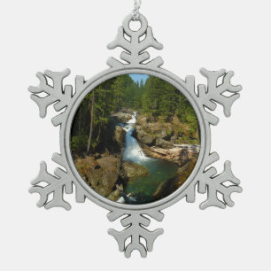 Silberfälle im Mount Rainier National Park Schneeflocken Zinn-Ornament