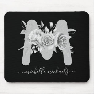 Silberfarben-Monogramm Mousepad