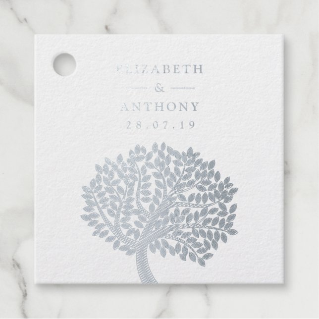 Silberfarbenbaumhochzeit Geschenkanhänger (Vorderseite)