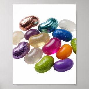 Silberfarbene BUNTE JELLY BEANS AUF SCHWARZEM HINT Poster