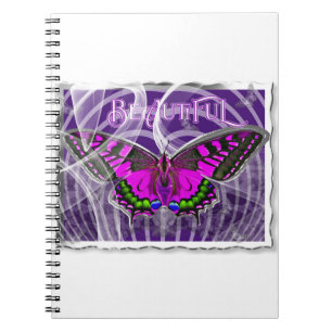 Silberfarbiger Schmetterling mit Wirbel Notizblock