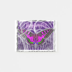 Silberfarbiger Schmetterling mit Wirbel Post-it Klebezettel