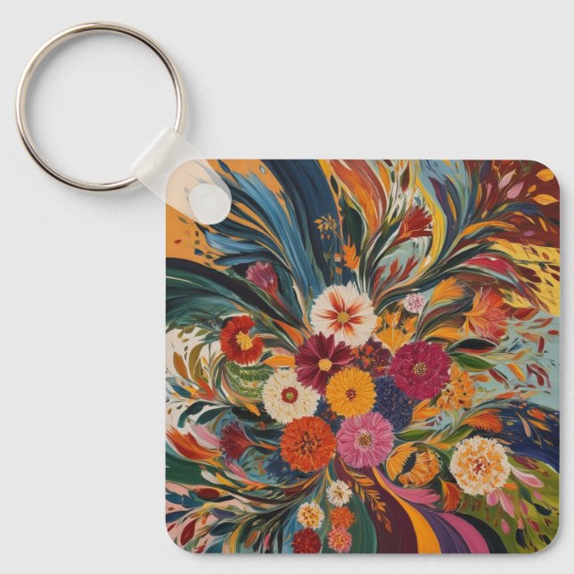 Silberfarbmetallquadratischer Schlüsselanhänger (Vorderseite)