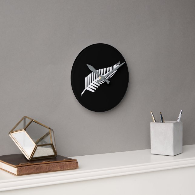 Silberfarnflagge (NZ) Runde Wanduhr (Büro)