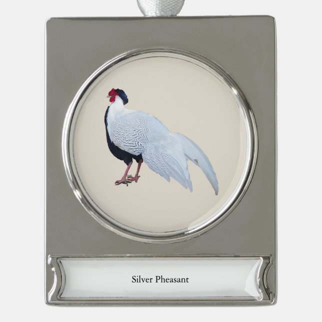 Silberfasan-Schmuck Banner-Ornament Silber (Vorderseite)