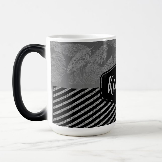 SilberFedern mit Silberstreifen-Monogramm Kaffeetasse (Links)