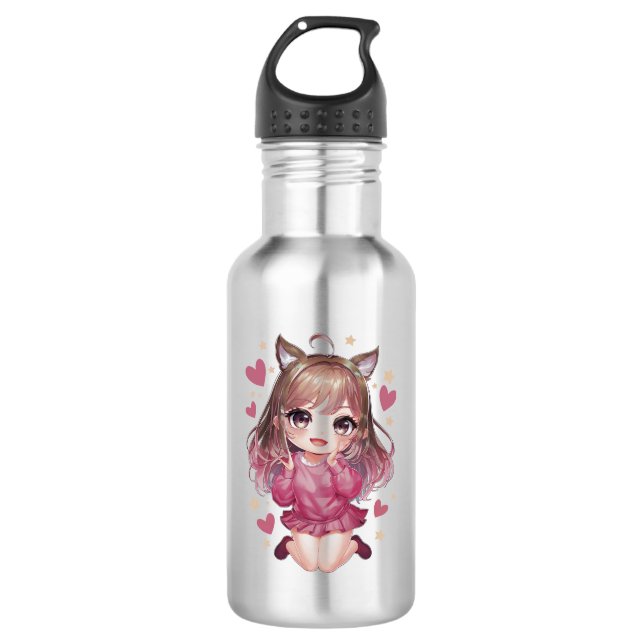 Silberflasche mit Animation Edelstahlflasche (Vorderseite)