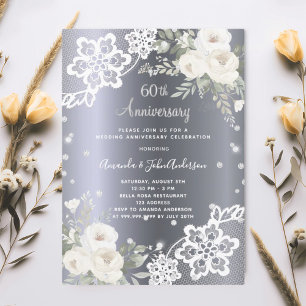 Silberfloralen 60. Hochzeitstag Luxus Einladung