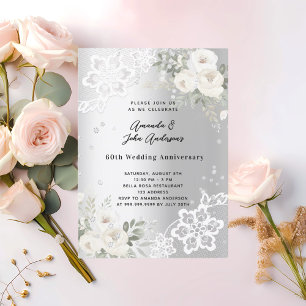 Silberfloralen Diamant 60. Hochzeitstag Einladung